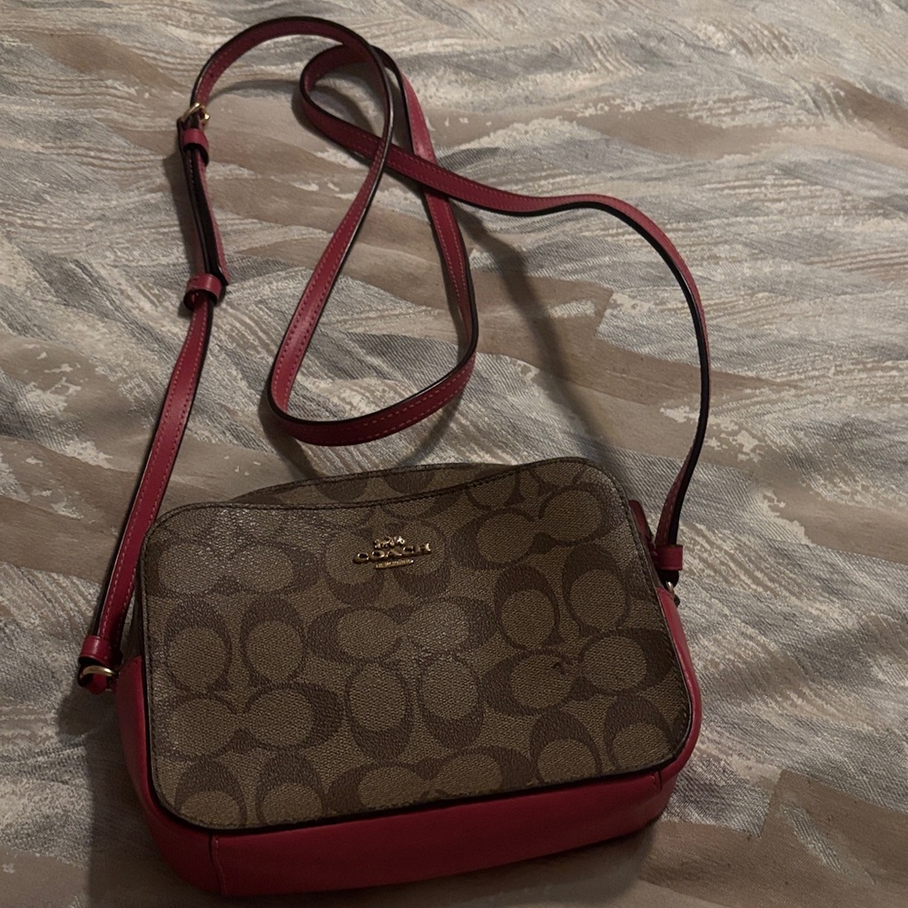 Coach Signature Brown and Pink Crossbody Bag